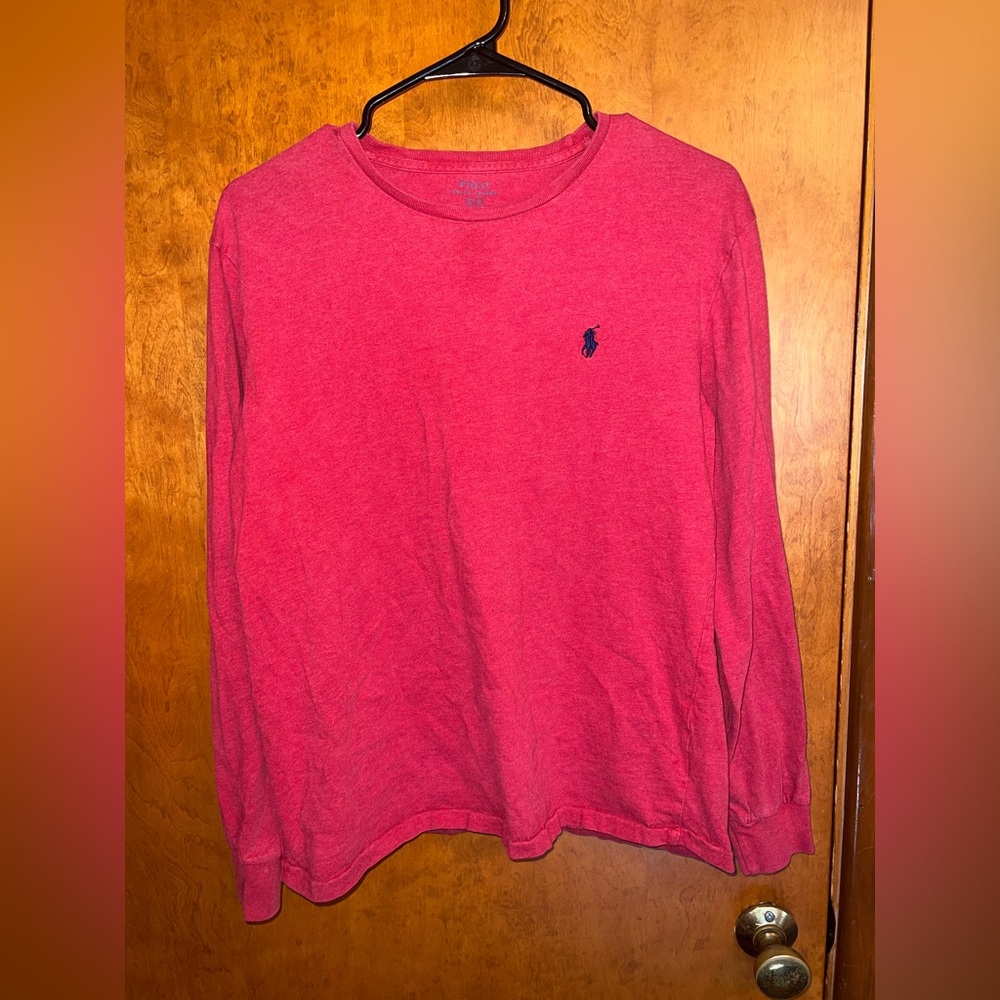Polo by Ralph Lauren Men's Long Sleeve Tee - Red with Navy Logo
